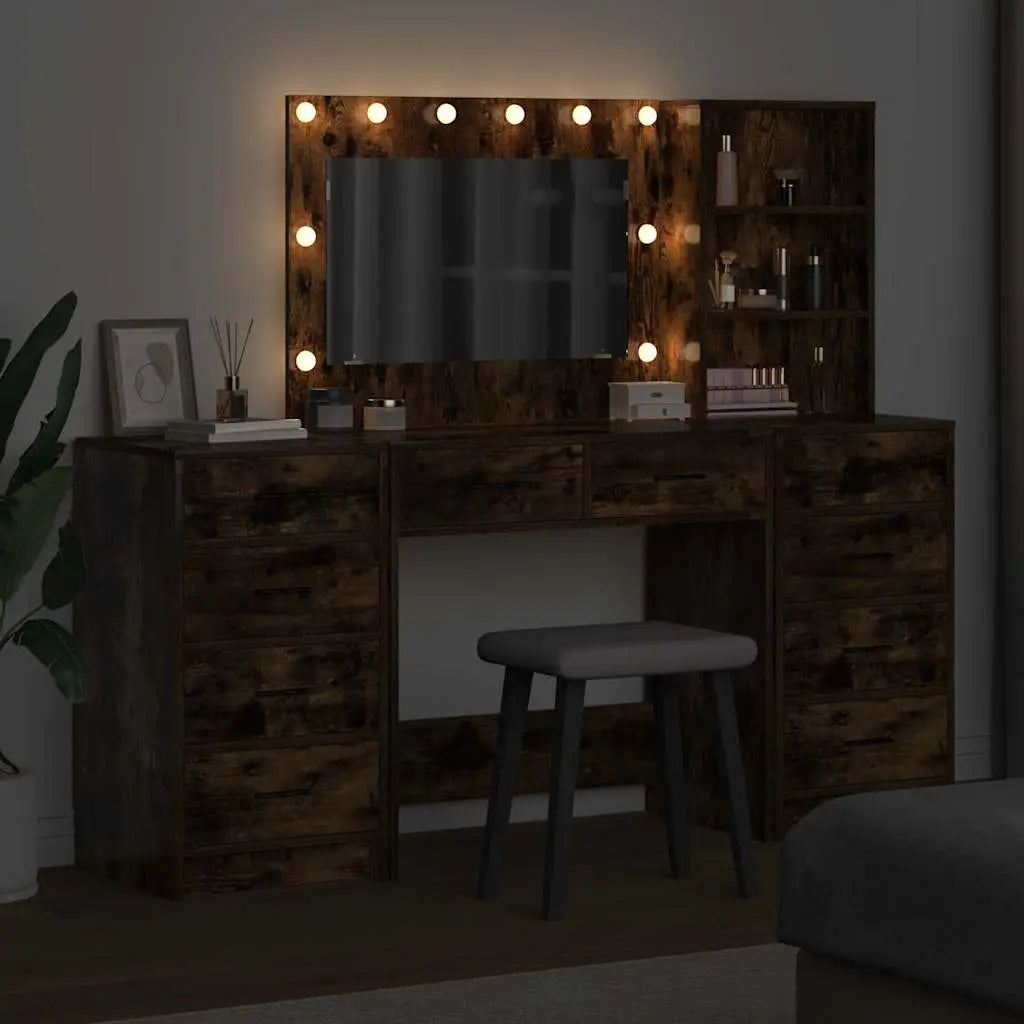 Table de Toilette 3 pc Chêne fumé 78,5 x 41 x 135 cm - XIOS