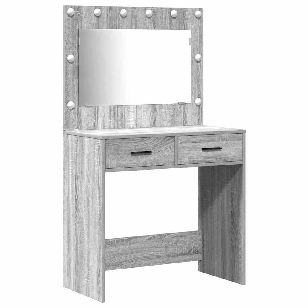 Table de Toilette 3 pcs Gris Sonoma Bois d'ingénierie - XIOS