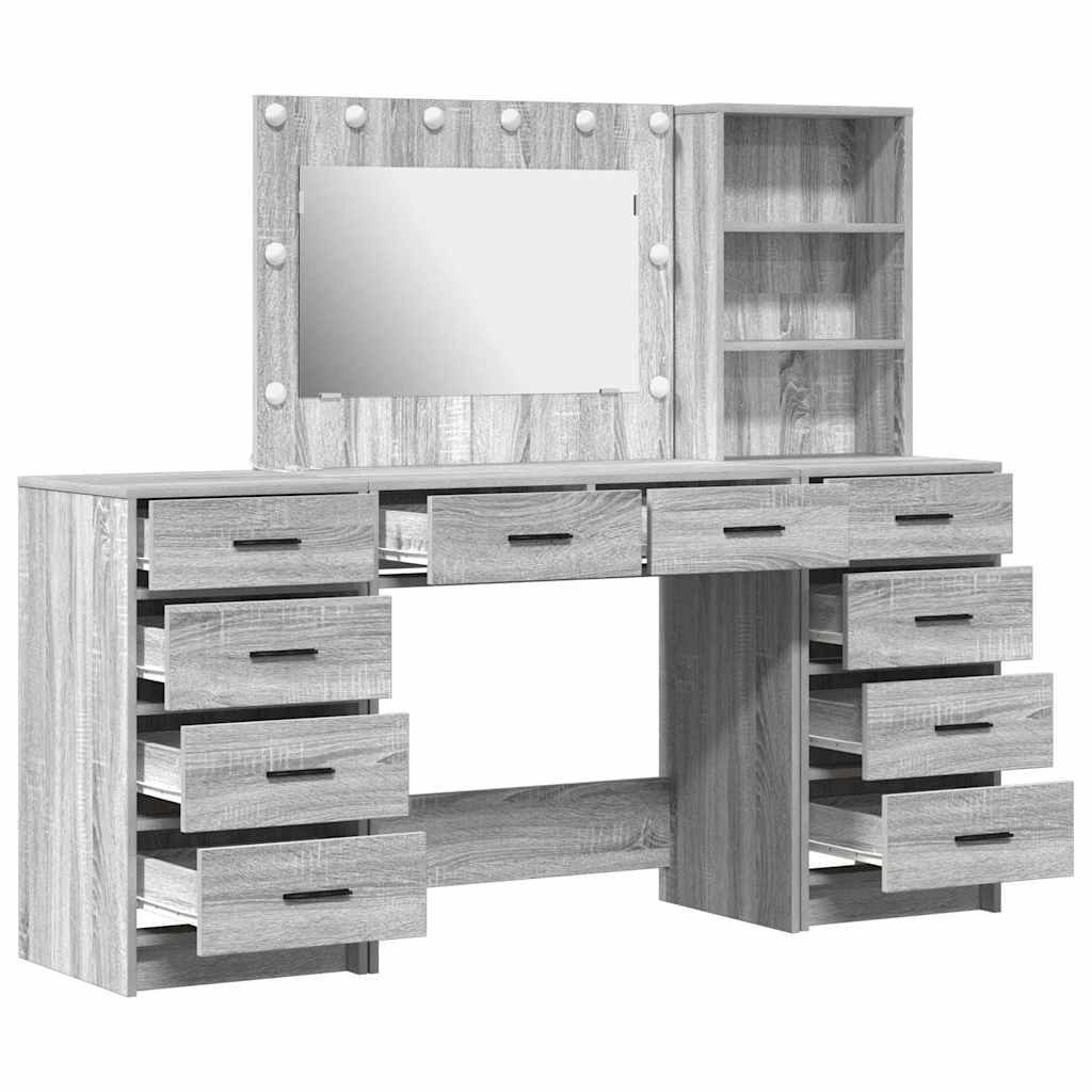 Table de Toilette 3 pcs Gris Sonoma Bois d'ingénierie - XIOS