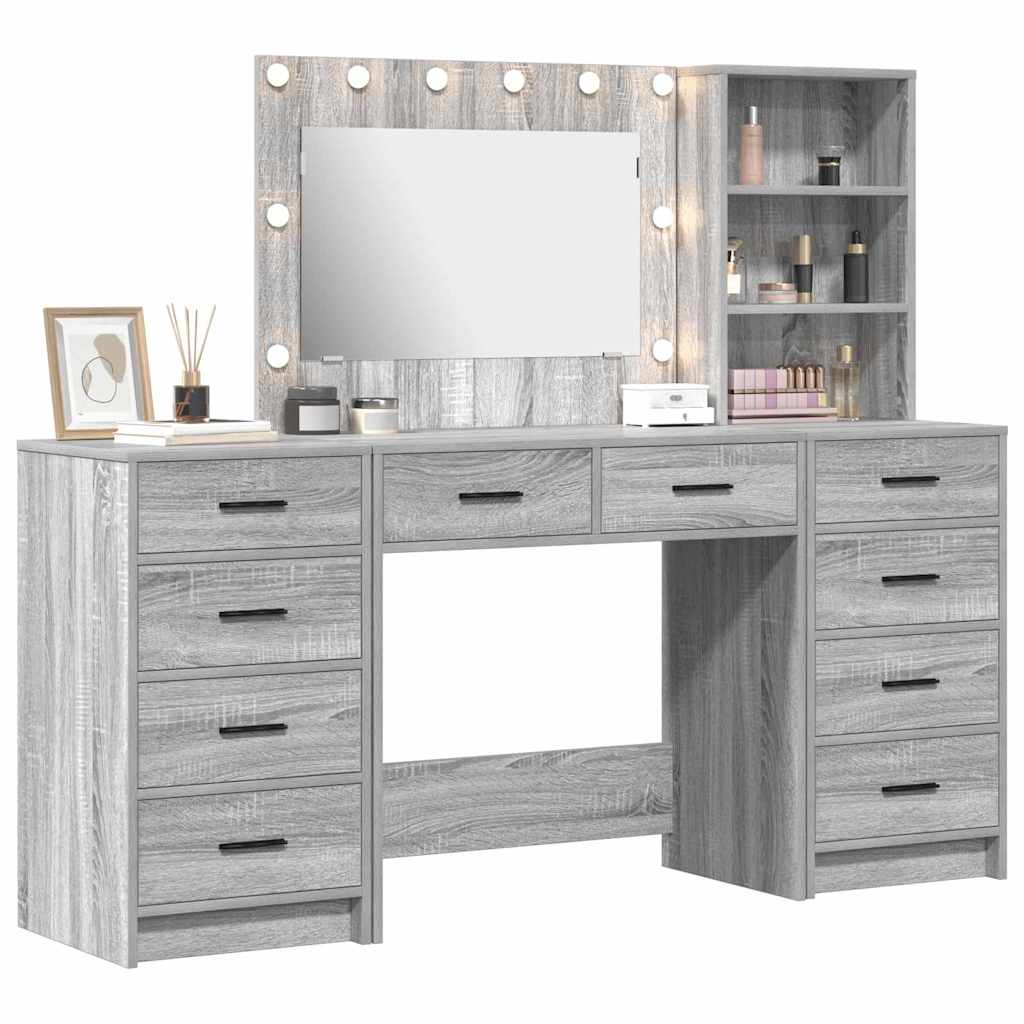 Table de Toilette 3 pcs Gris Sonoma Bois d'ingénierie - XIOS