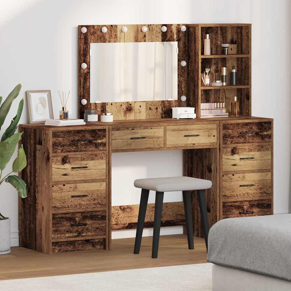 Table de Toilette 3 pc Bois ancien 78,5 x 41 x 135 cm