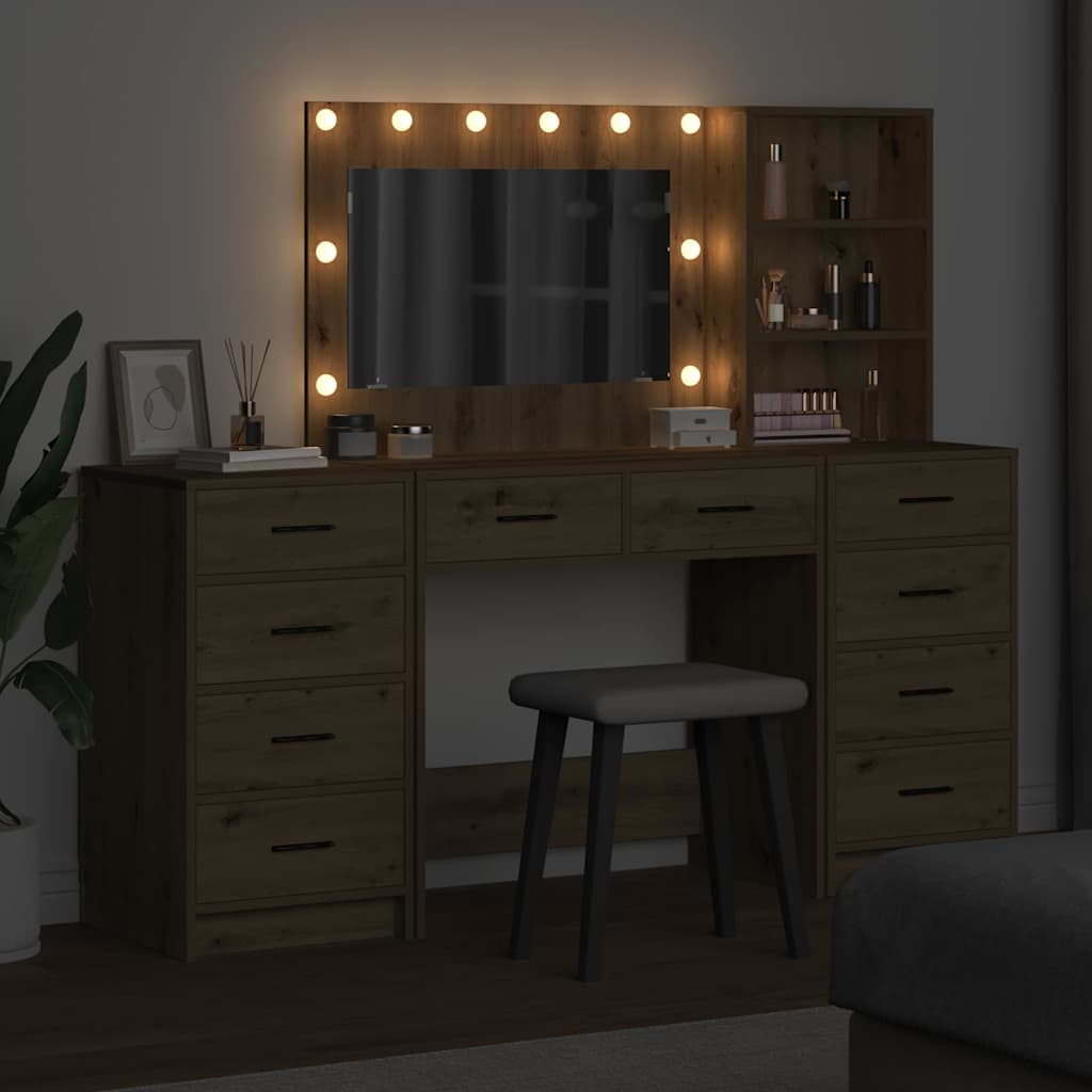 Table de Toilette 3 pcs Chêne artisanal Bois d'ingénierie - XIOS