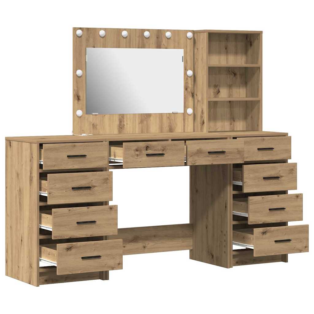 Table de Toilette 3 pcs Chêne artisanal Bois d'ingénierie - XIOS