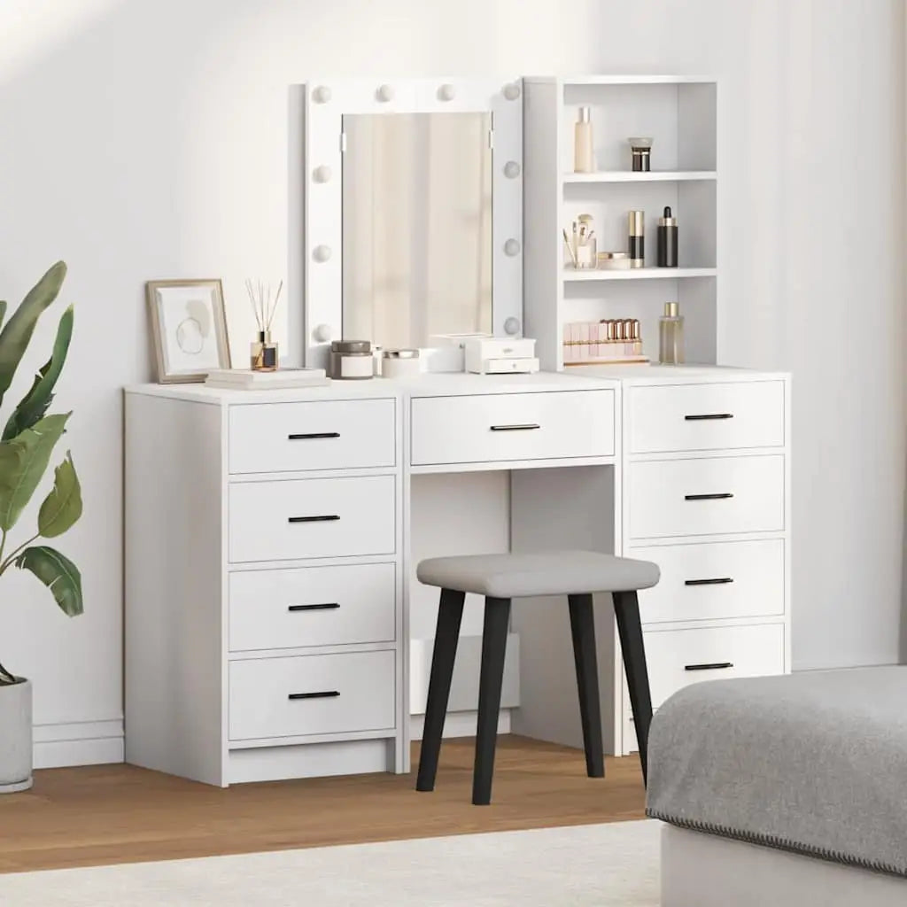 Table de Toilette 3 pc Blanc 40 x 41 x 135 cm Bois d’ingénierie - XIOS