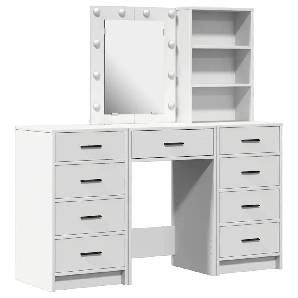 Table de Toilette 3 pc Blanc 40 x 41 x 135 cm Bois d’ingénierie - XIOS