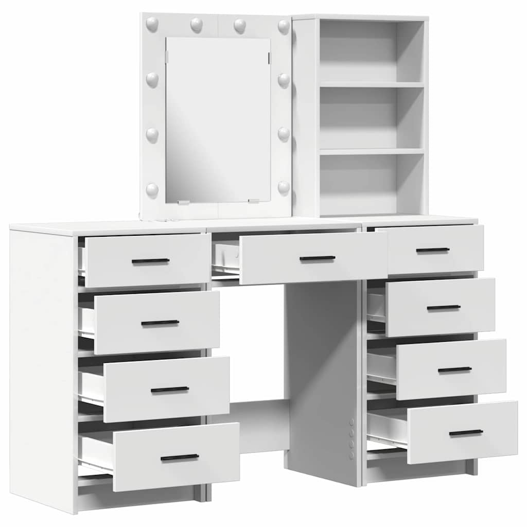 Table de Toilette avec tiroir 3 pcs Blanc 40 x 41 x 135 cm - XIOS