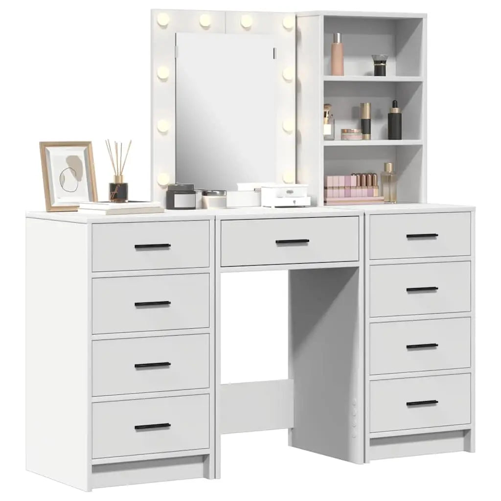Table de Toilette 3 pc Blanc 40 x 41 x 135 cm Bois d’ingénierie - XIOS