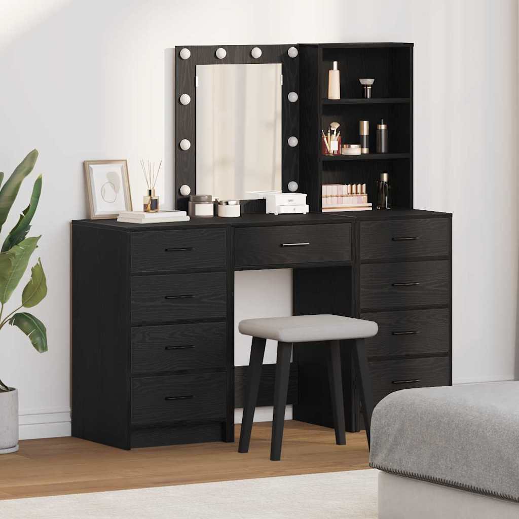 Table de Toilette 3 pcs Noir 40 x 41 x 135 cm Bois d'ingénierie - XIOS