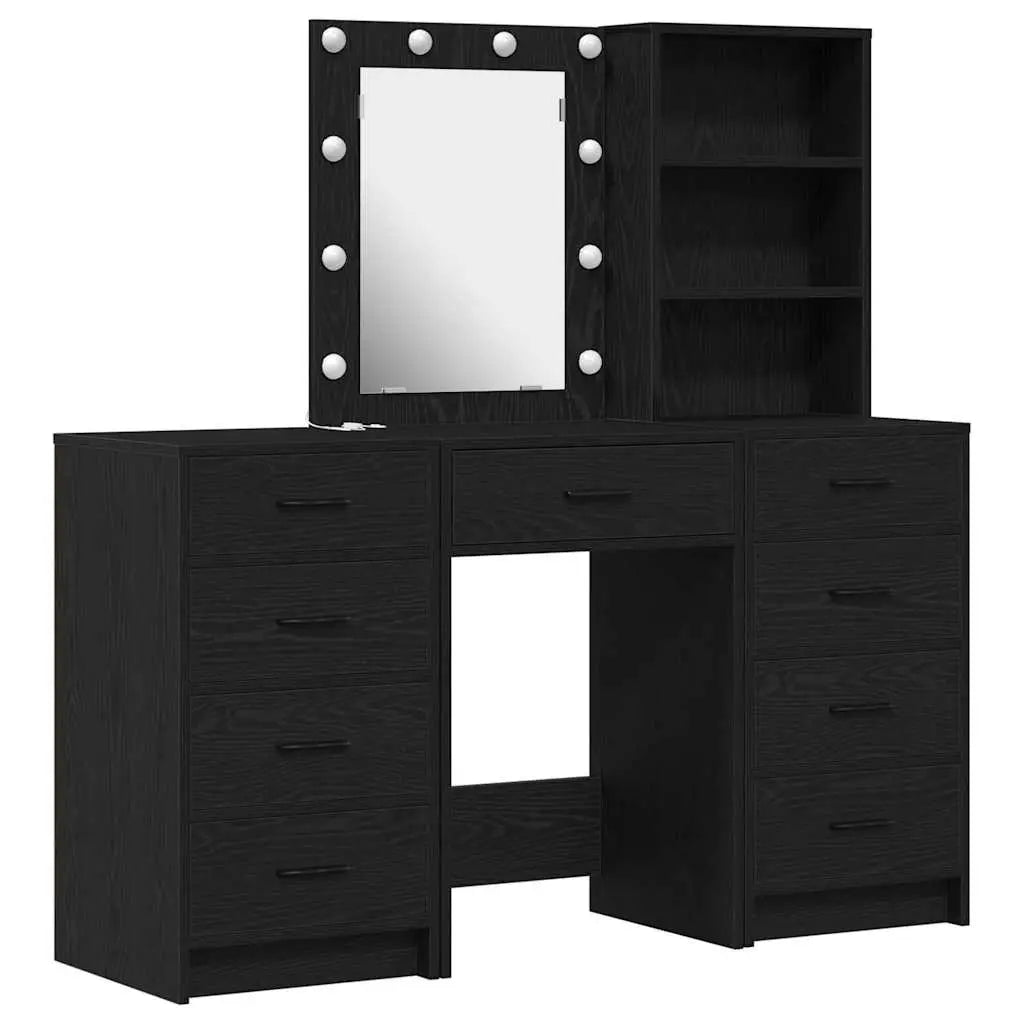 Table de Toilette 3 pc Noir 40 x 41 x 135 cm Bois d’ingénierie - XIOS