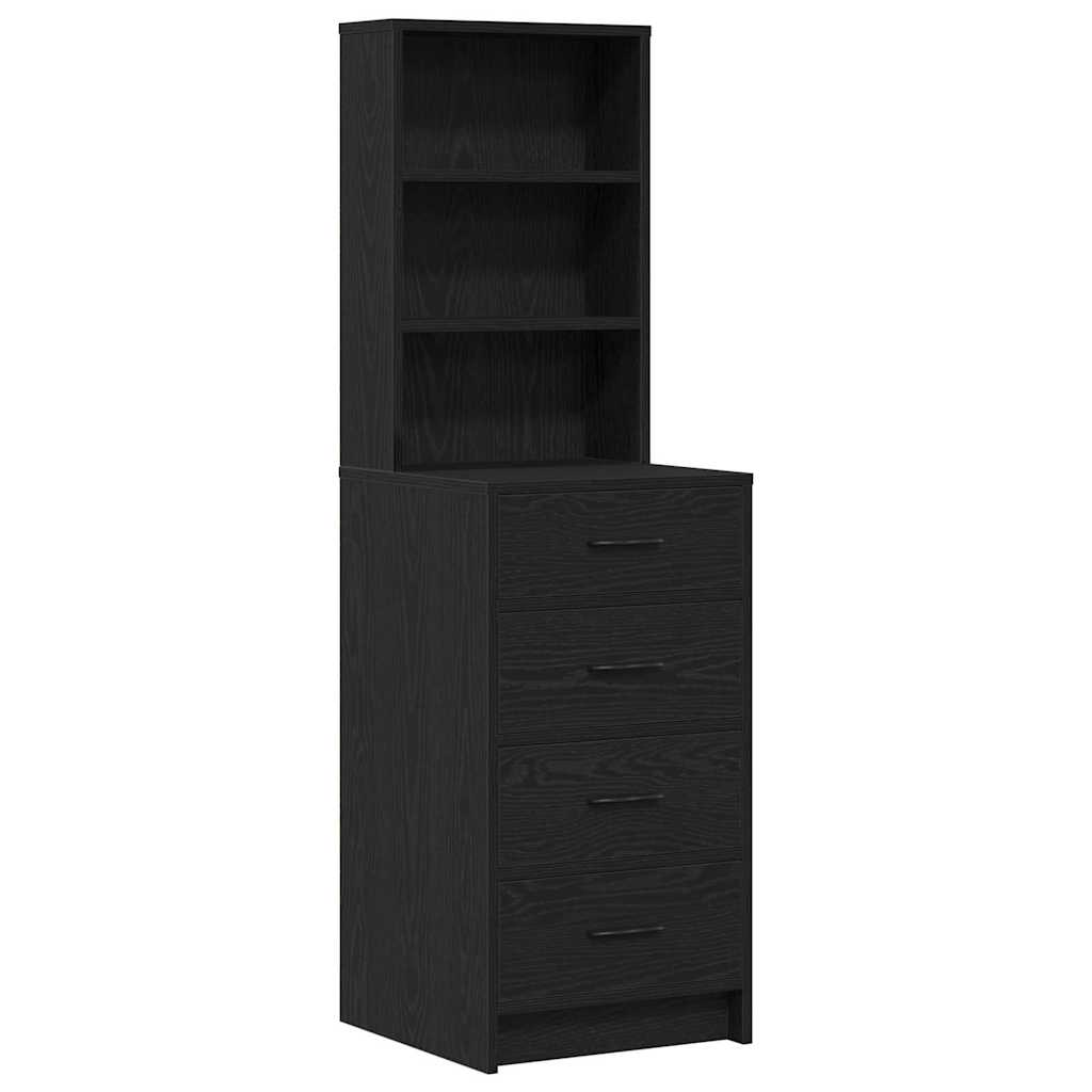 Table de Toilette avec tiroir 3 pcs Noir Bois d'ingénierie - XIOS