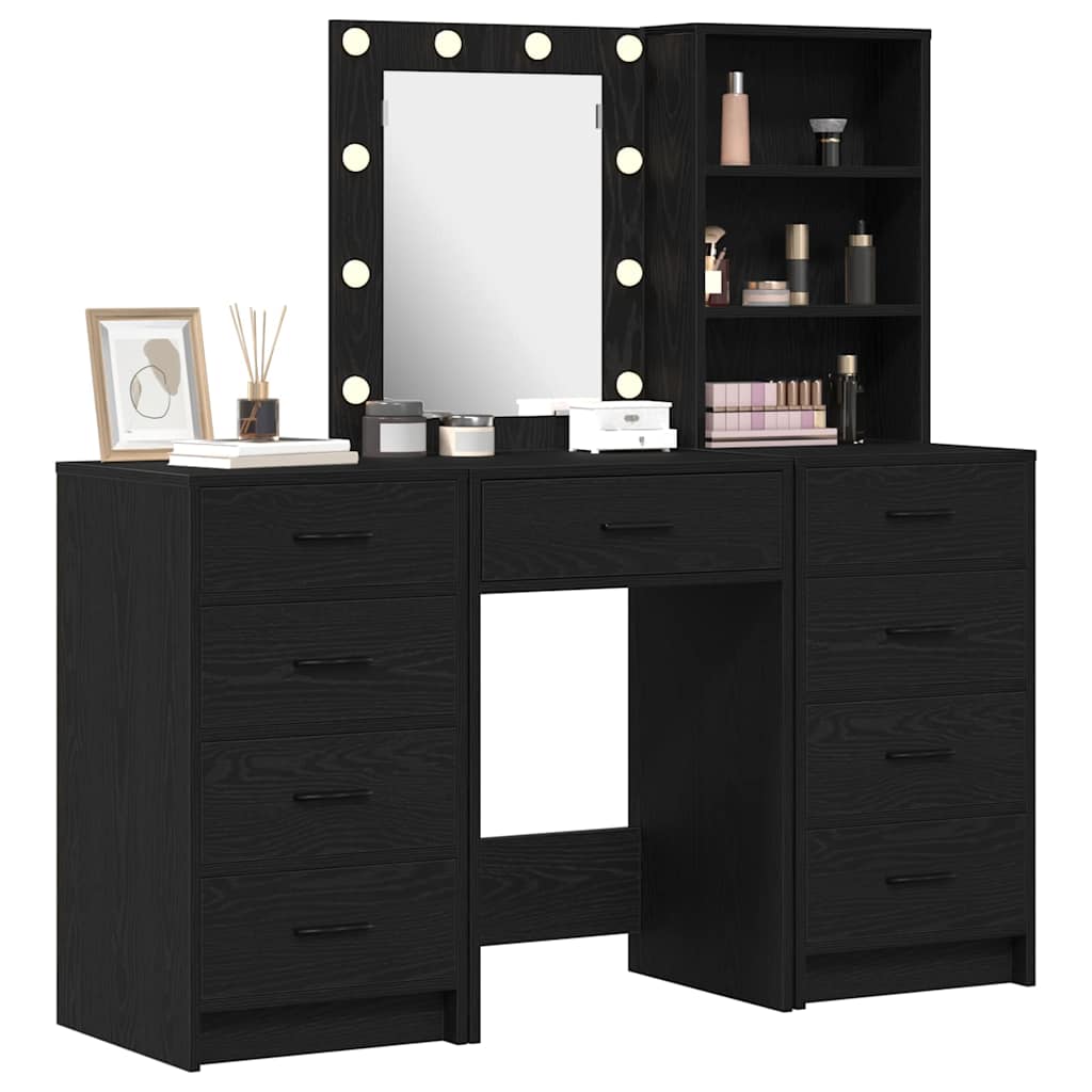 Table de Toilette 3 pc Noir 40 x 41 x 135 cm Bois d'ingénierie