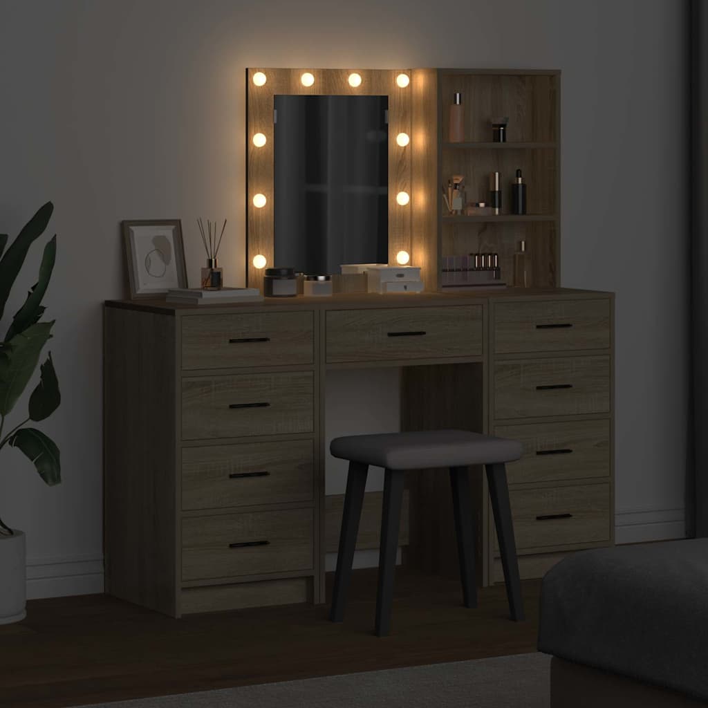 Table de Toilette avec tiroir 3 pcs Marron Bois d'ingénierie - XIOS