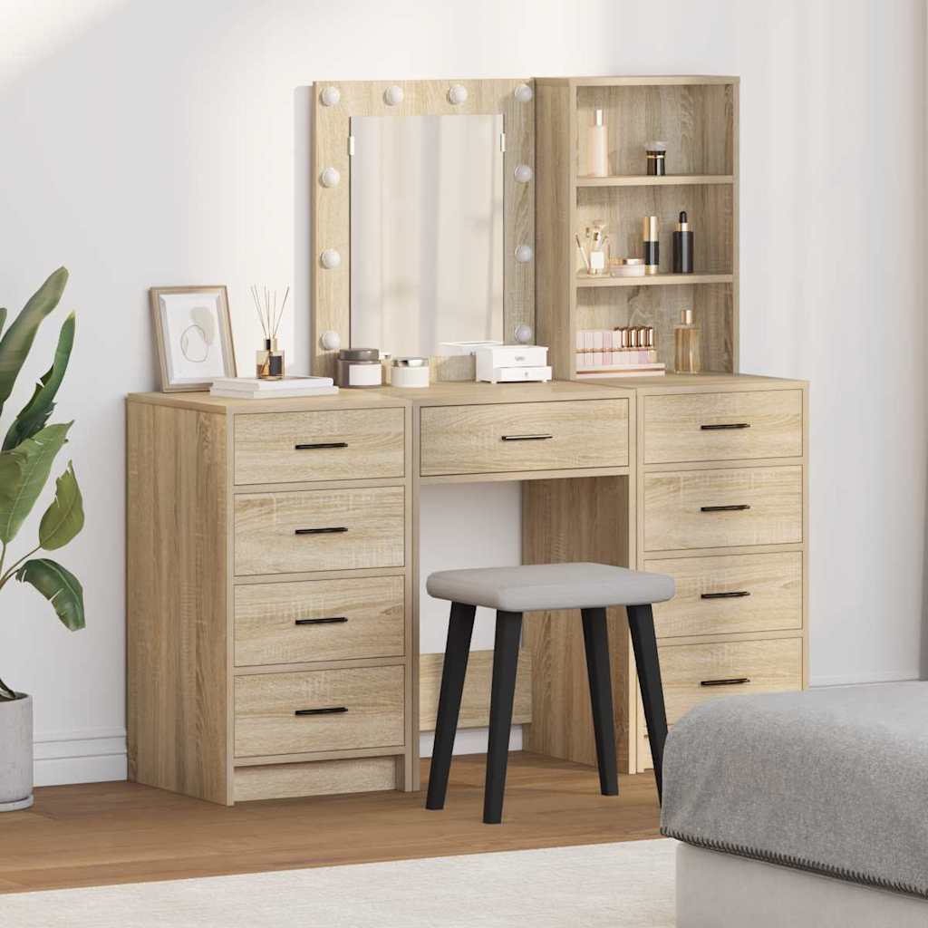 Table de Toilette avec tiroir 3 pcs Marron Bois d'ingénierie - XIOS