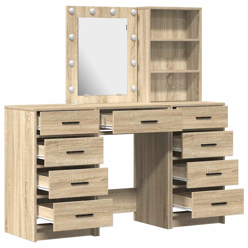 Table de Toilette avec tiroir 3 pcs Marron Bois d'ingénierie - XIOS