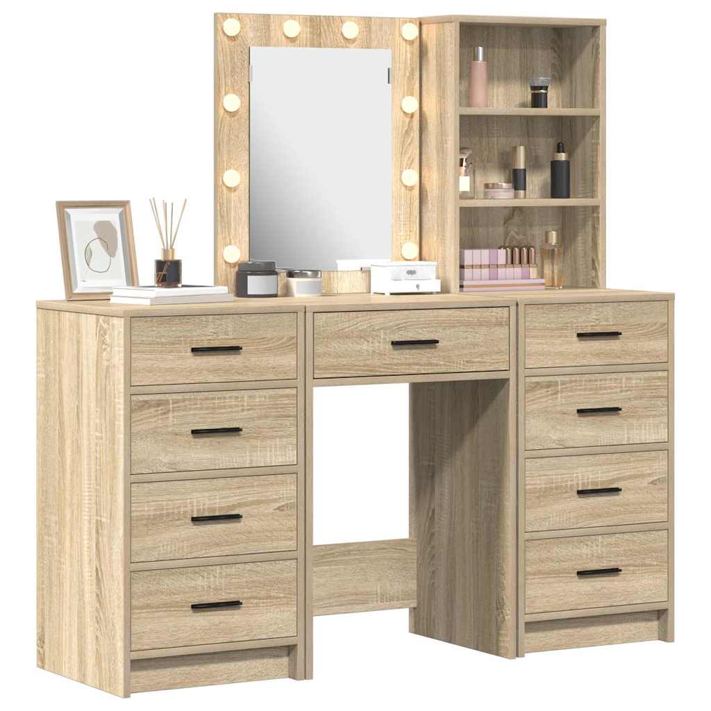 Table de Toilette avec tiroir 3 pcs Marron Bois d'ingénierie - XIOS