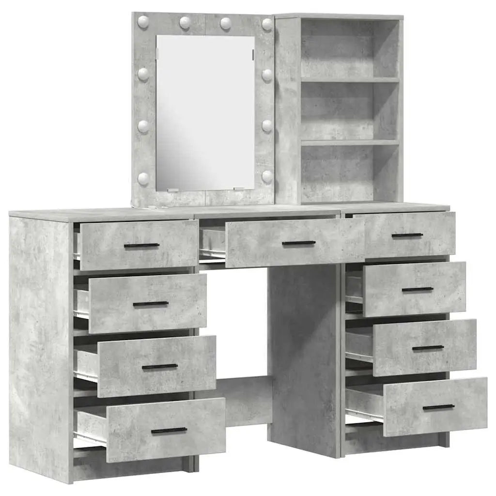 Table de Toilette 3 pc Gris 40 x 41 x 135 cm Bois d’ingénierie - XIOS