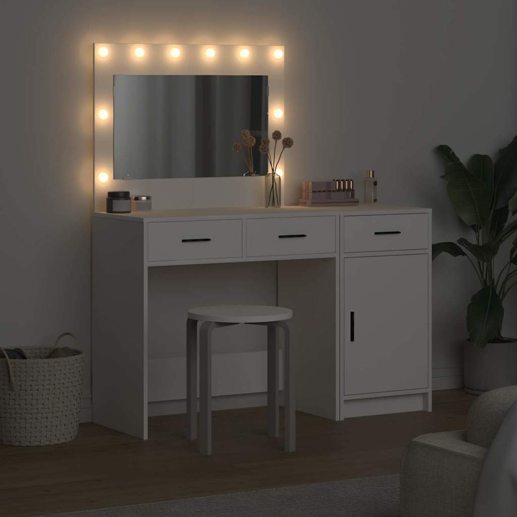 Table de Toilette 2 pc Blanc 40 x 41 x 75 cm Bois d'ingénierie
