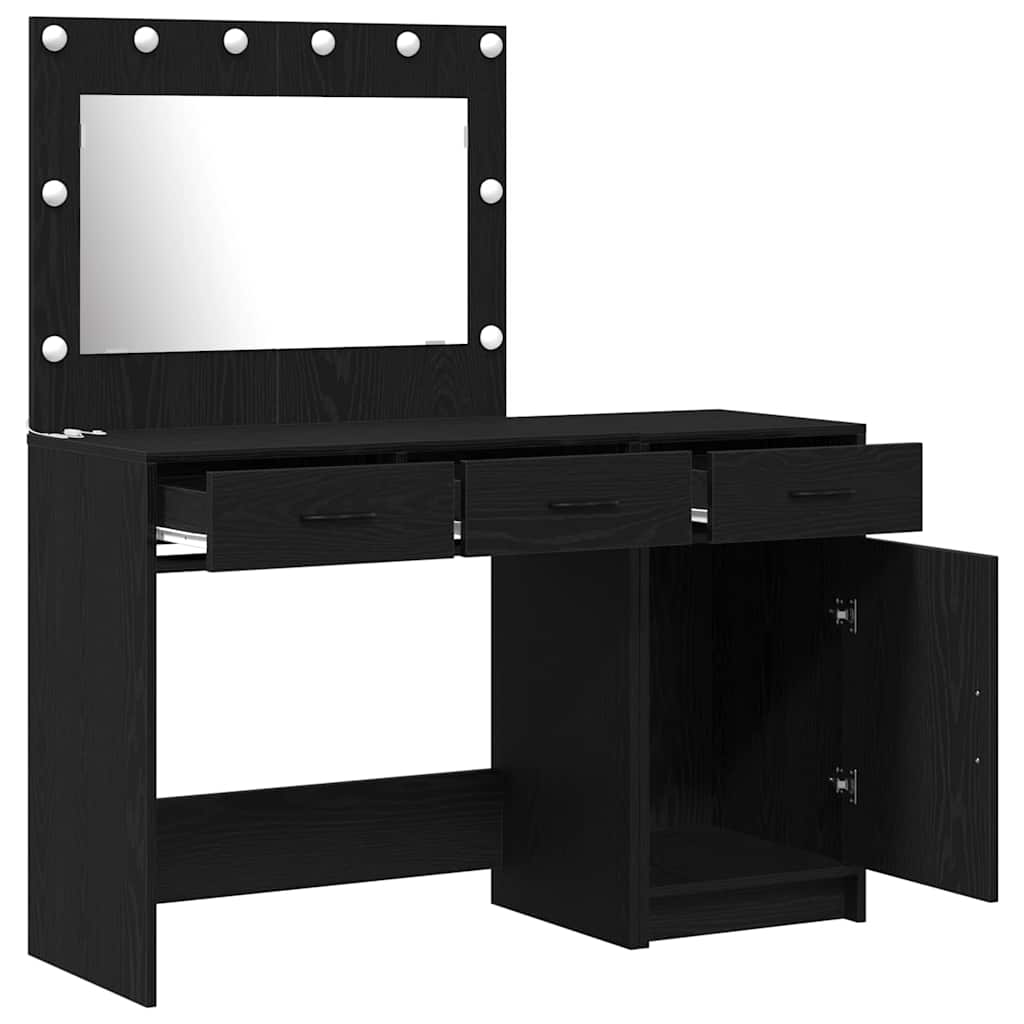 Table de Toilette 2 pc Noir 40 x 41 x 75 cm Bois d'ingénierie