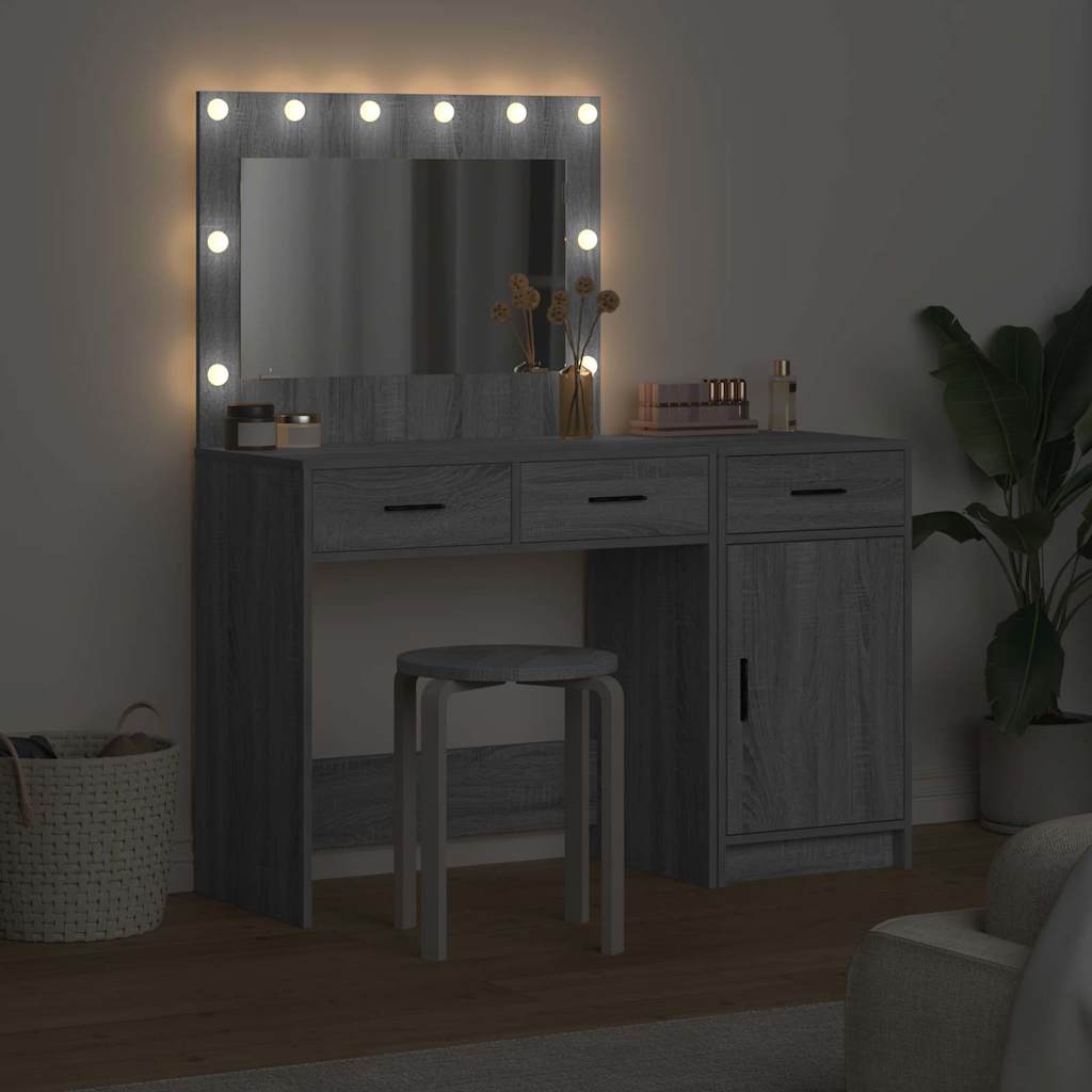 Table de Toilette 2 pc Gris 40 x 41 x 75 cm Bois d'ingénierie
