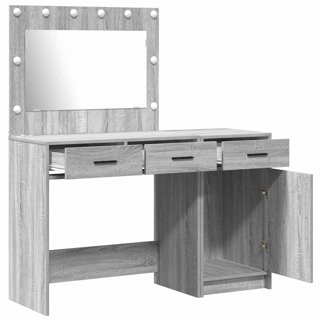 Table de Toilette 2 pc Gris 40 x 41 x 75 cm Bois d'ingénierie