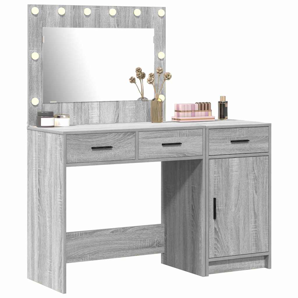 Table de Toilette 2 pc Gris 40 x 41 x 75 cm Bois d'ingénierie