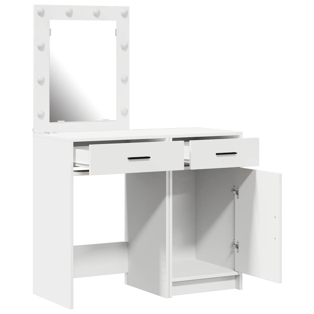 Table de Toilette 2 pc Blanc 50 x 41 x 135 cm Bois d'ingénierie