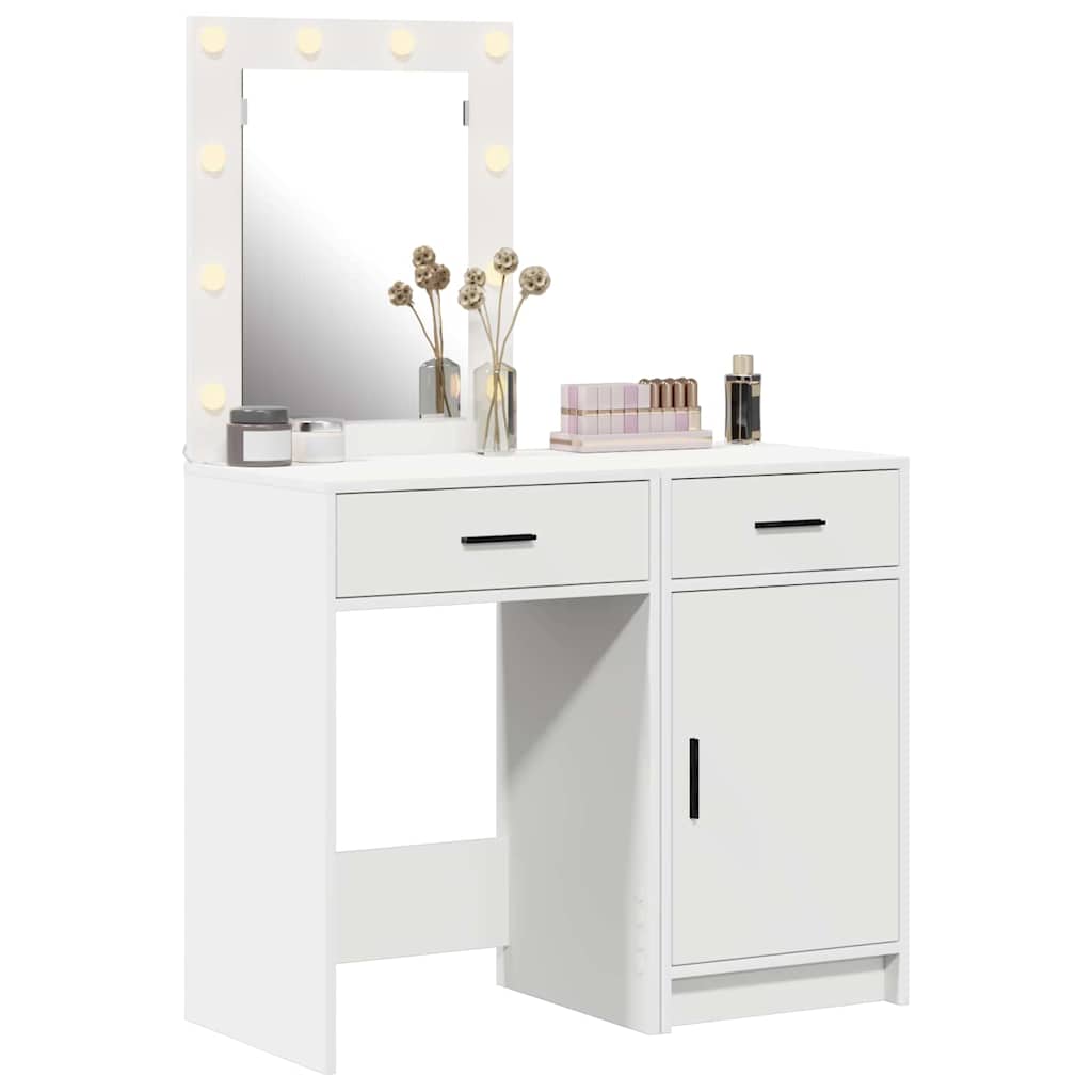 Table de Toilette 2 pc Blanc 50 x 41 x 135 cm Bois d'ingénierie