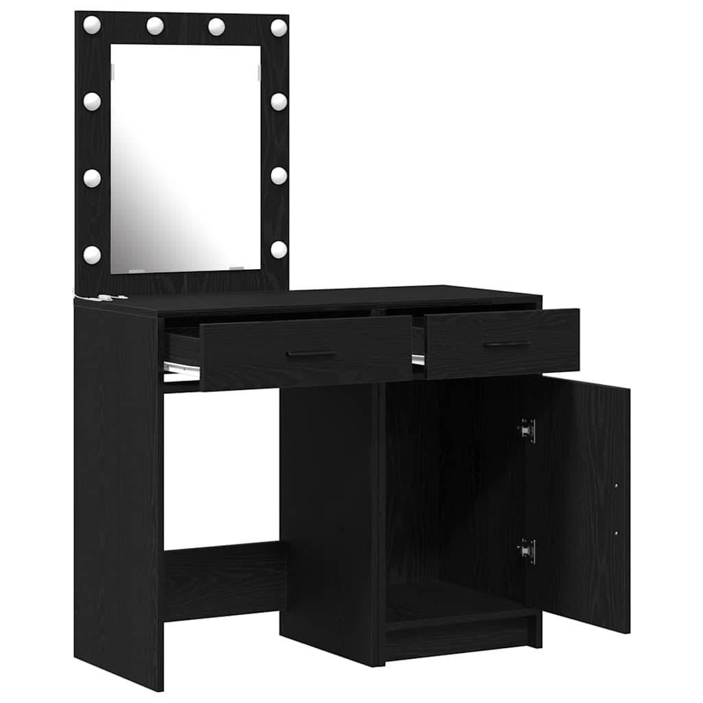 Table de Toilette 2 pc Noir 50 x 41 x 135 cm Bois d'ingénierie
