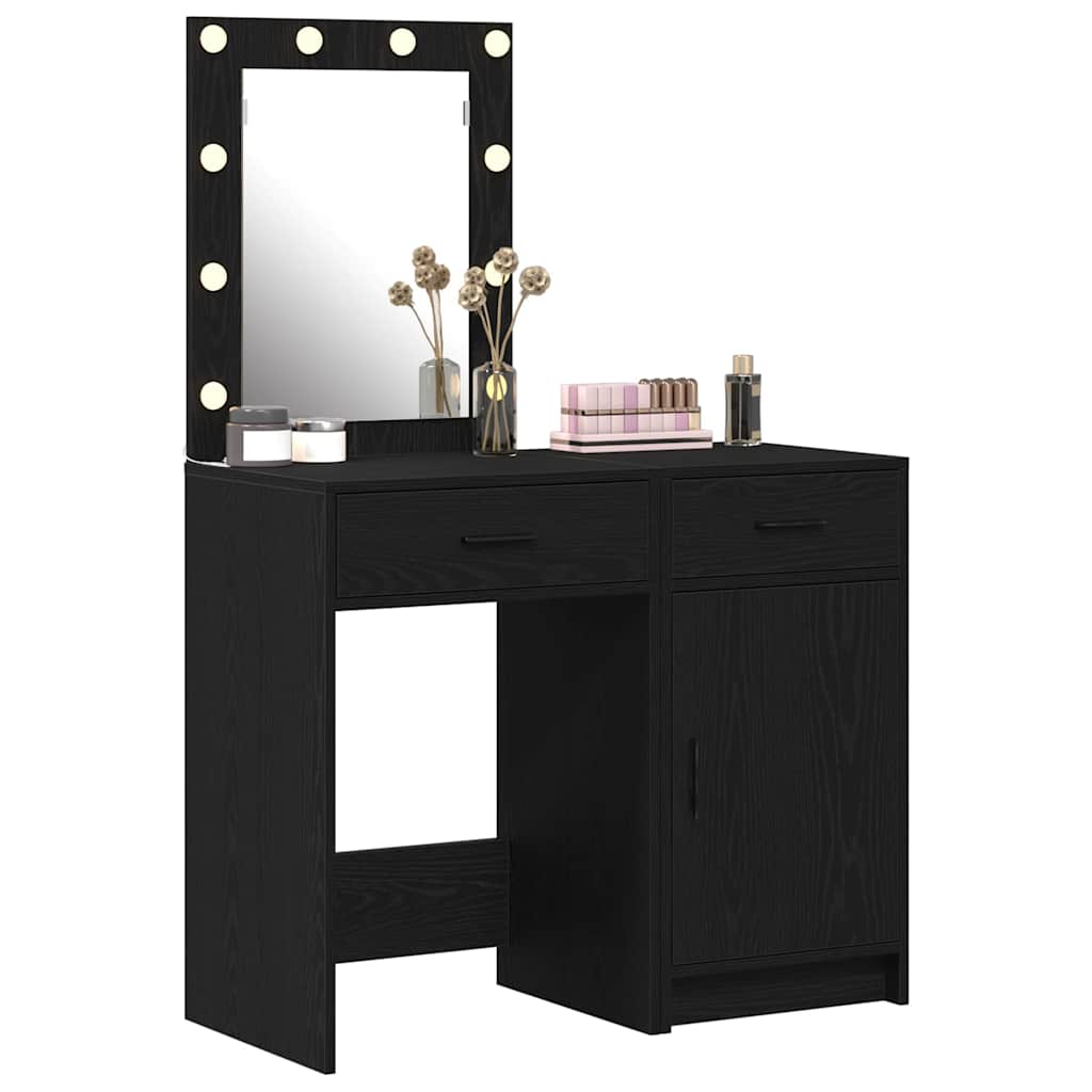 Table de Toilette 2 pc Noir 50 x 41 x 135 cm Bois d'ingénierie