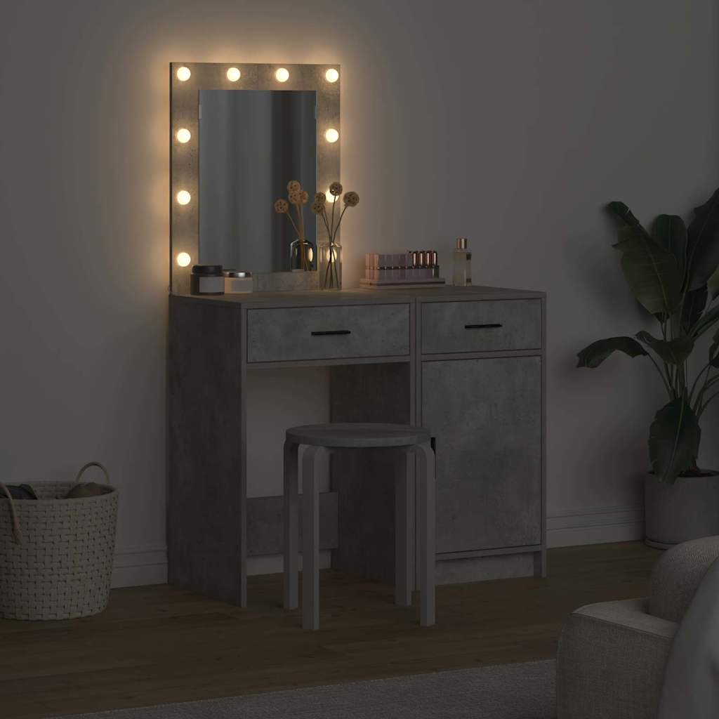 Table de Toilette 2 pc Gris 50 x 41 x 135 cm Bois d'ingénierie