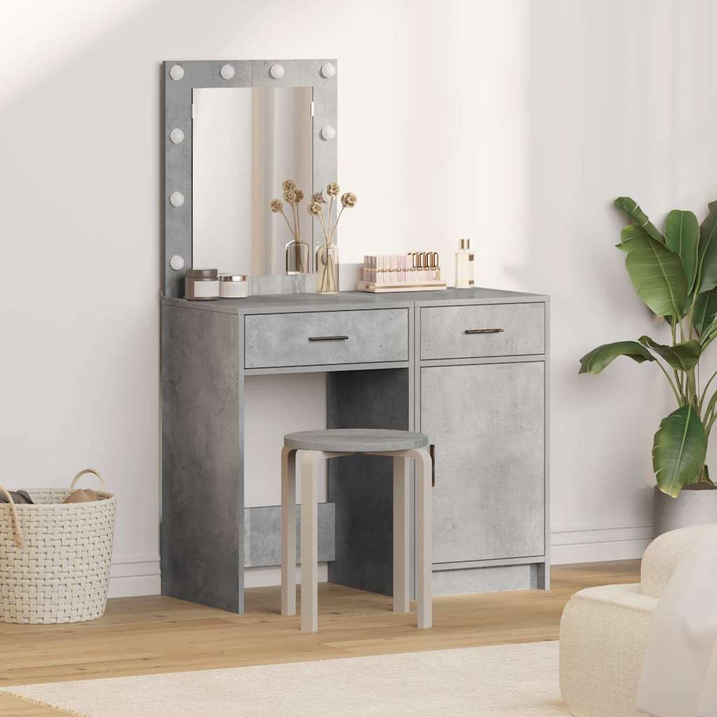 Table de Toilette 2 pc Gris 50 x 41 x 135 cm Bois d'ingénierie