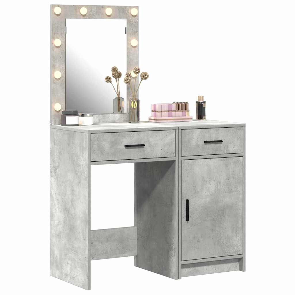 Table de Toilette 2 pc Gris 50 x 41 x 135 cm Bois d'ingénierie