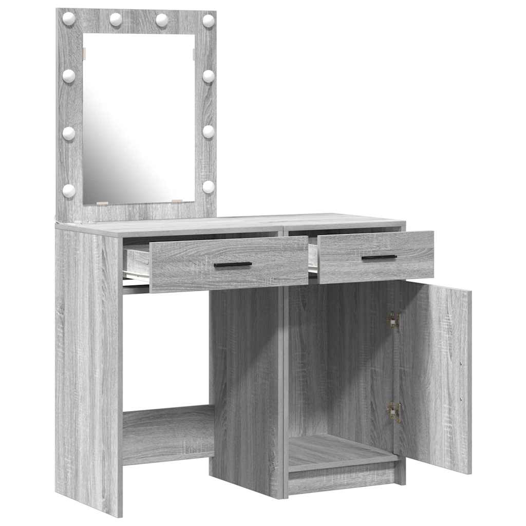 Table de Toilette 2 pc Gris 50 x 41 x 135 cm Bois d'ingénierie