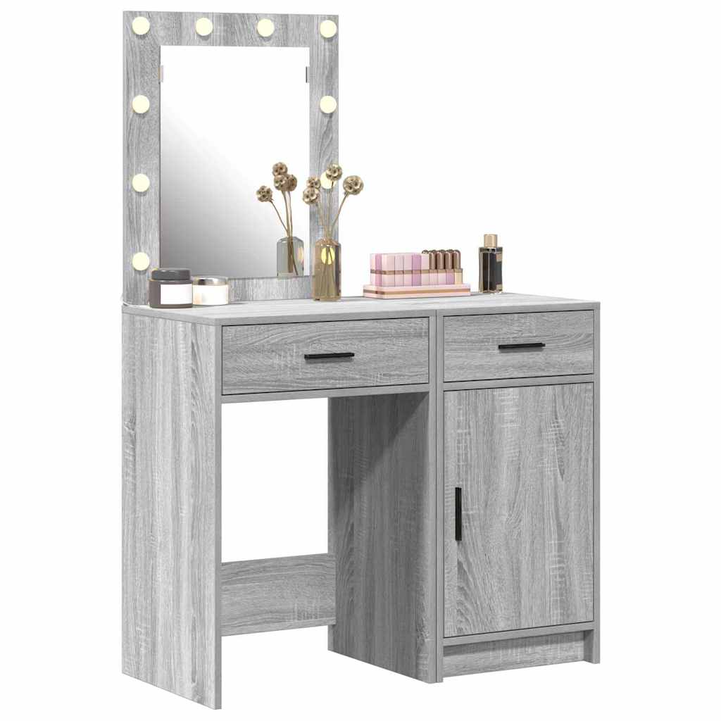 Table de Toilette 2 pc Gris 50 x 41 x 135 cm Bois d'ingénierie