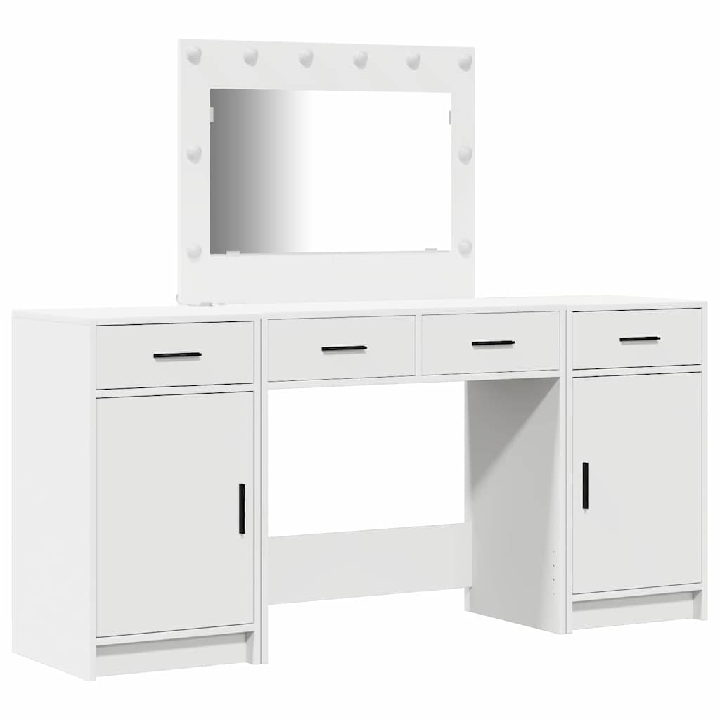 Table de Toilette avec tiroir 3 pcs Blanc Bois d'ingénierie - XIOS