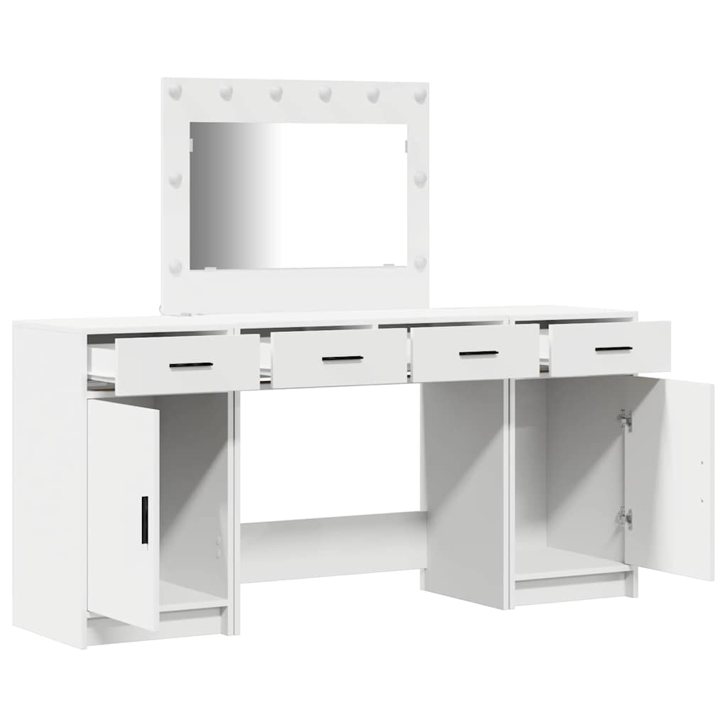 Table de Toilette avec tiroir 3 pcs Blanc Bois d'ingénierie - XIOS