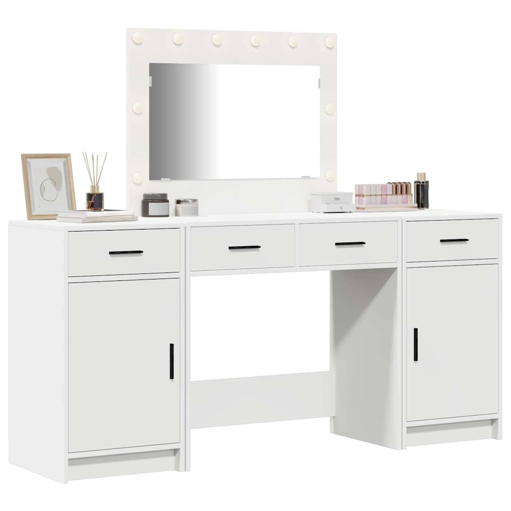 Table de Toilette avec tiroir 3 pcs Blanc Bois d'ingénierie - XIOS