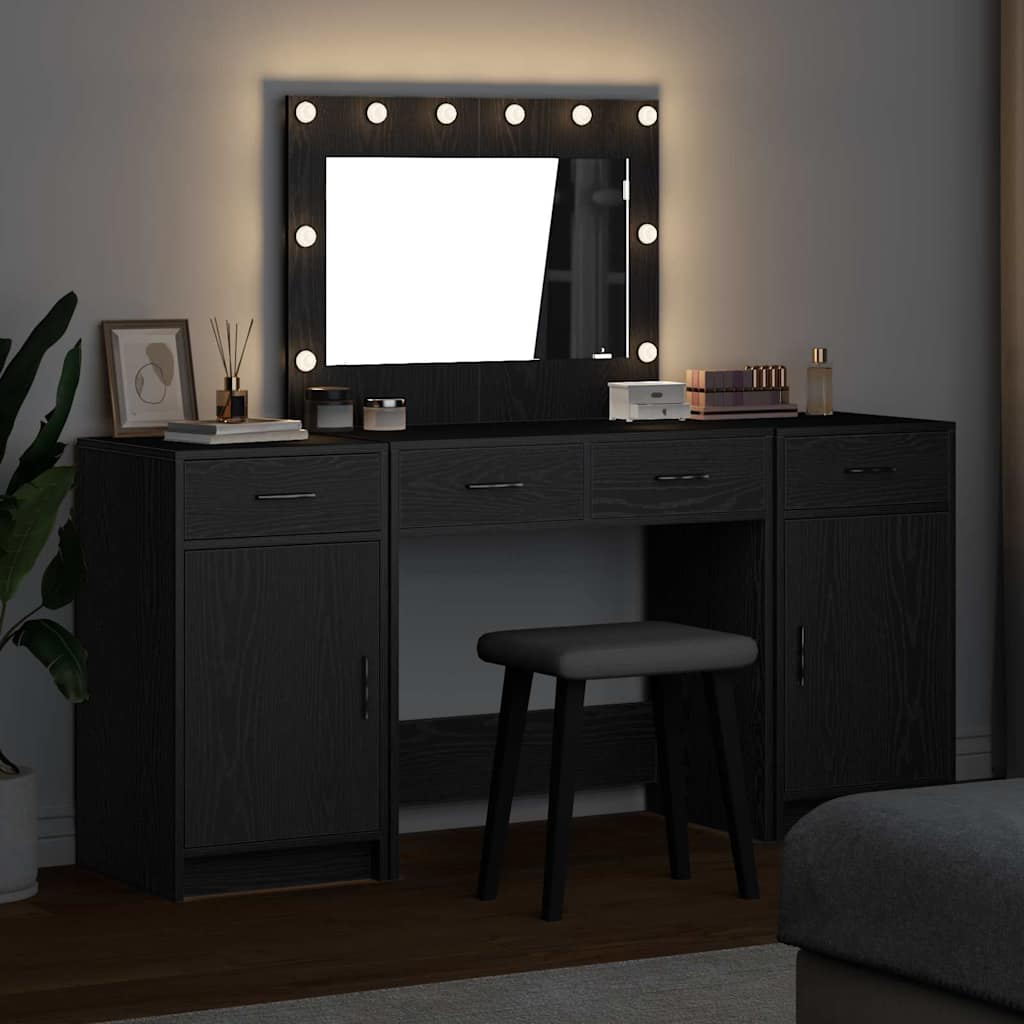 Table de Toilette 3 pc Noir 78,5 x 41 x 135 cm