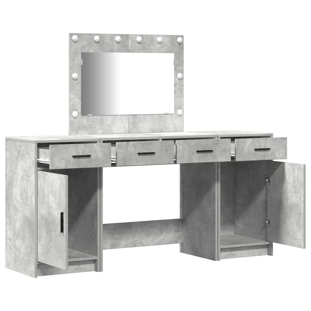 Table de Toilette avec tiroir 3 pcs Gris Bois d'ingénierie - XIOS