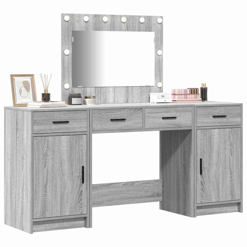 Table de Toilette 3 pc Gris 78,5 x 41 x 135 cm