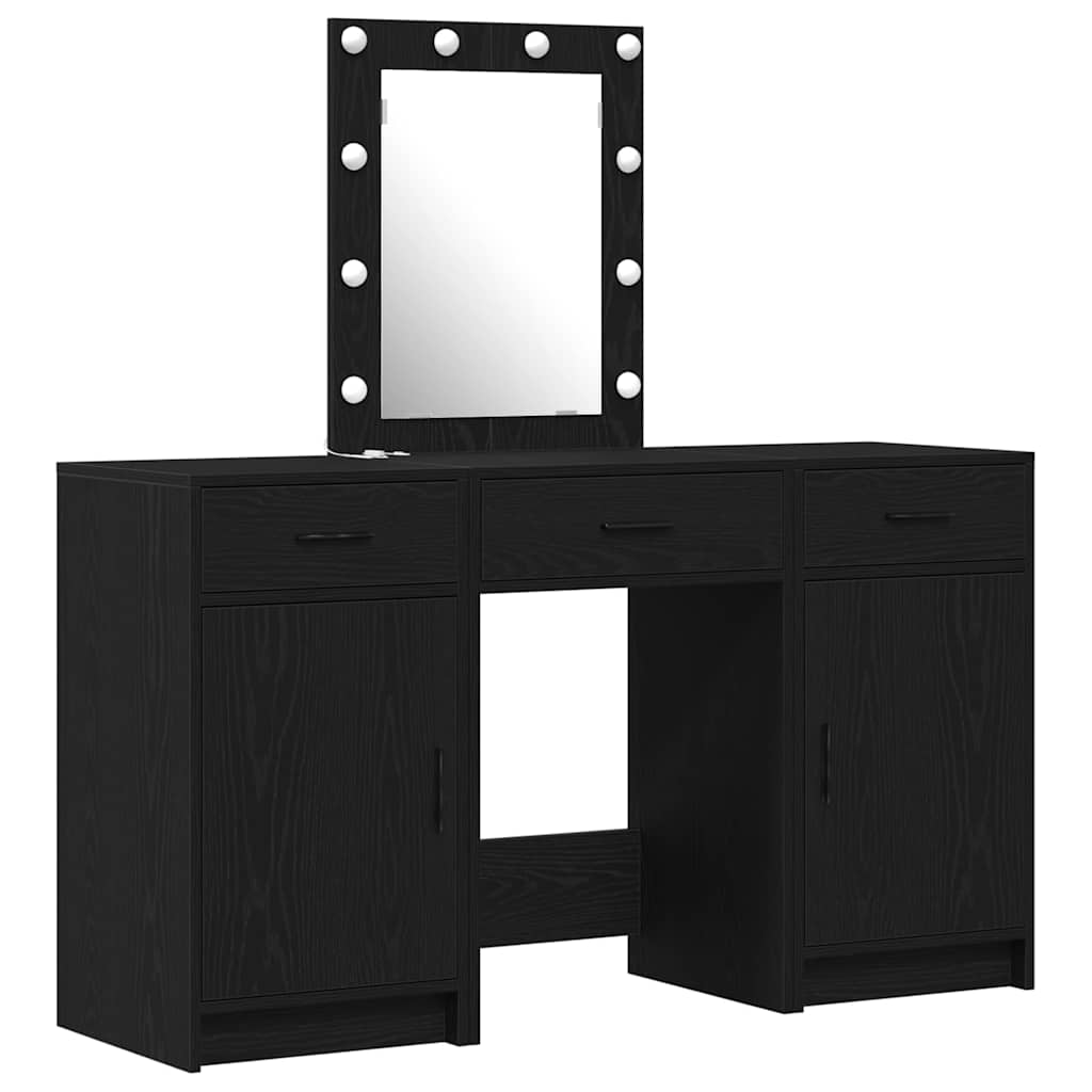 Table de Toilette 3 pcs Noir 50 x 41 x 135 cm Bois d'ingénierie - XIOS