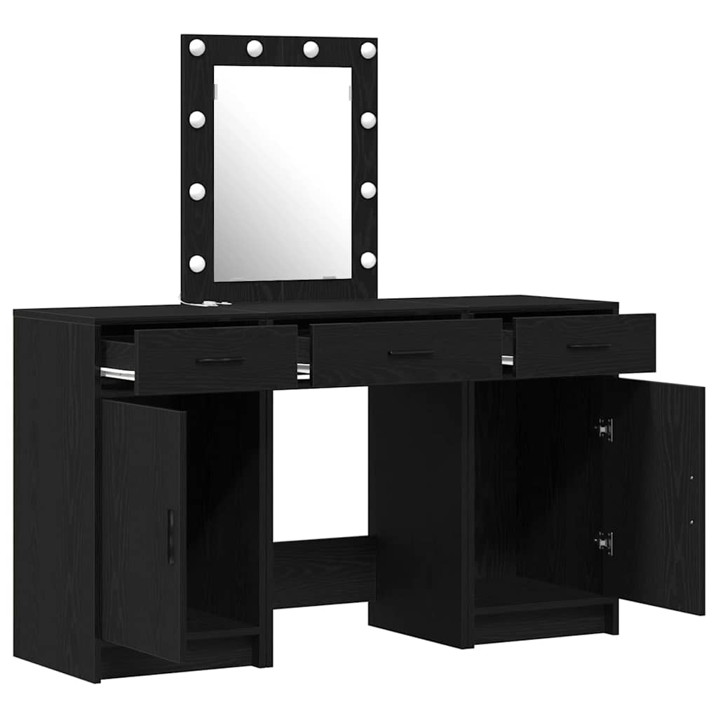 Table de Toilette 3 pcs Noir 50 x 41 x 135 cm Bois d'ingénierie - XIOS