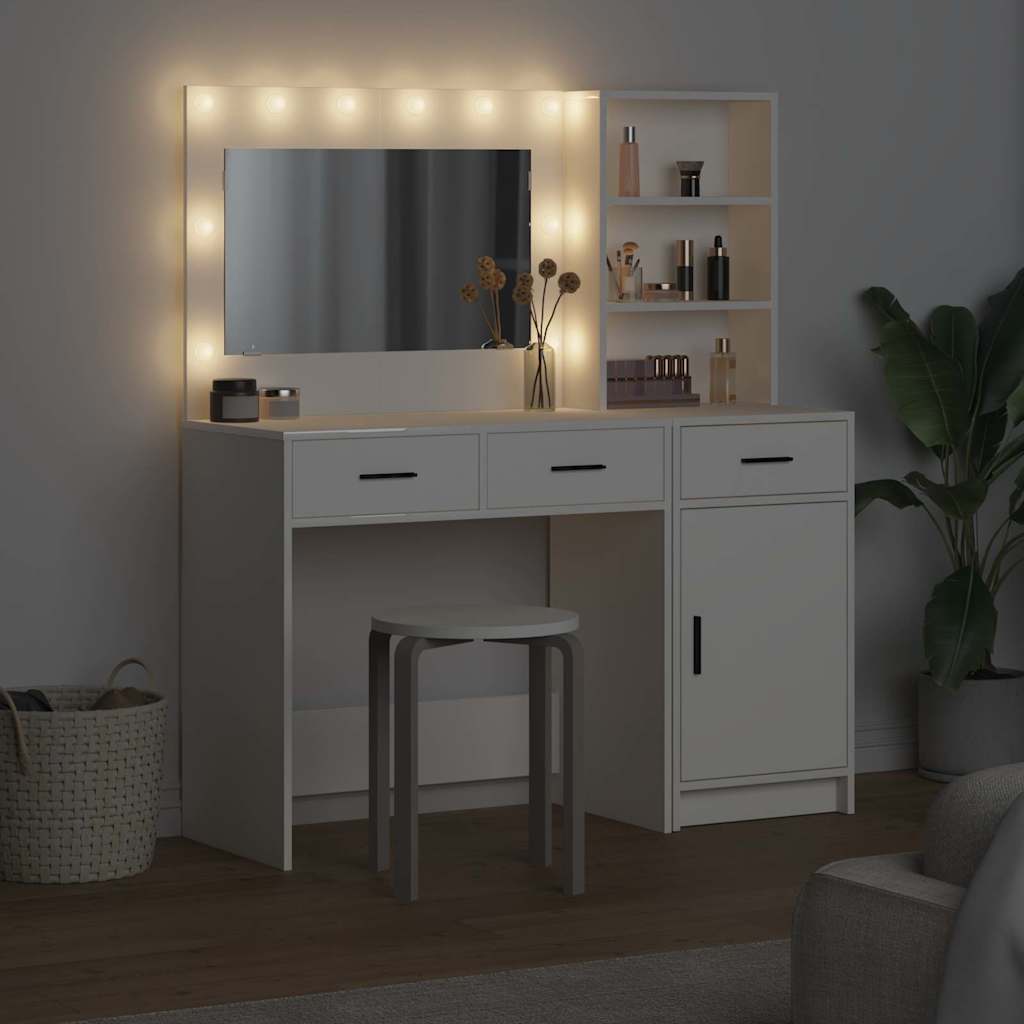 Table de Toilette avec tiroir 2 pcs Blanc Bois d'ingénierie - XIOS
