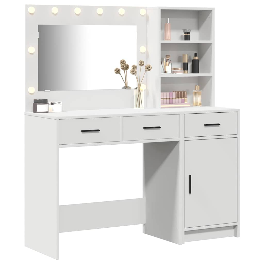 Table de Toilette avec tiroir 2 pcs Blanc Bois d'ingénierie - XIOS