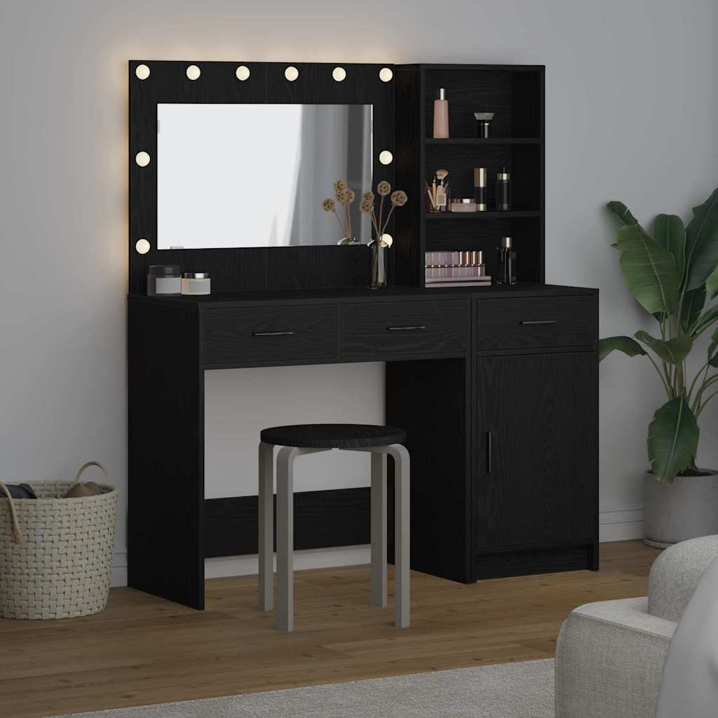 Table de Toilette avec tiroir 2 pcs Noir Bois d'ingénierie - XIOS