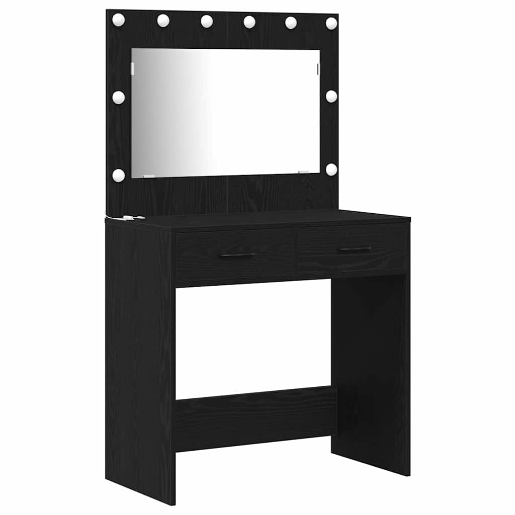 Table de Toilette avec tiroir 2 pcs Noir Bois d'ingénierie - XIOS