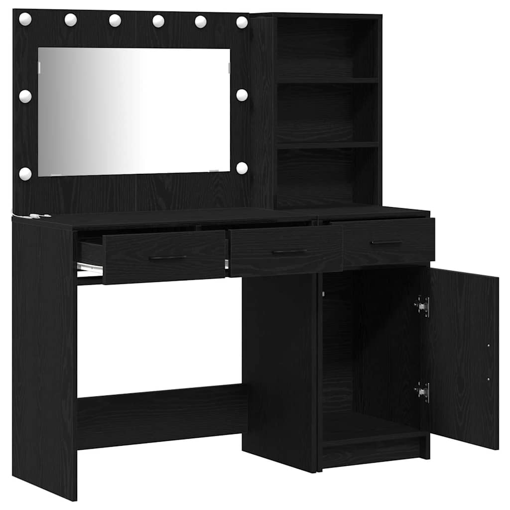 Table de Toilette avec tiroir 2 pcs Noir Bois d'ingénierie - XIOS