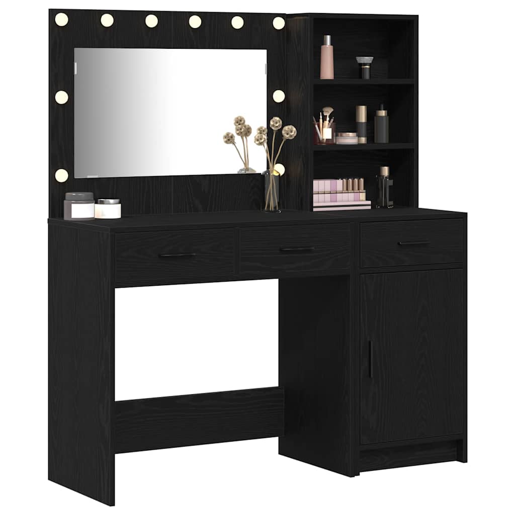 Table de Toilette avec tiroir 2 pcs Noir Bois d'ingénierie - XIOS