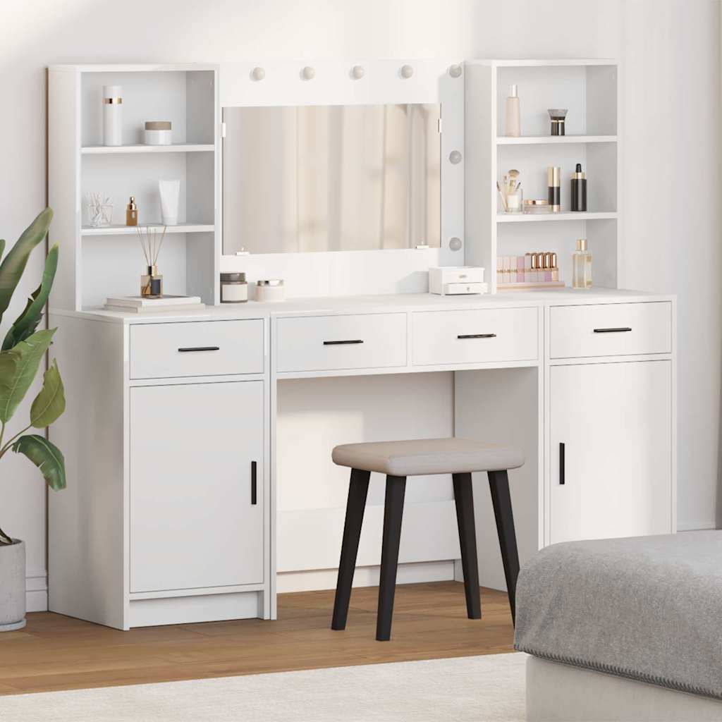 Ensemble de Coiffeuse avec porte 3 pcs Blanc 78.5 x 41 x 135 cm - XIOS