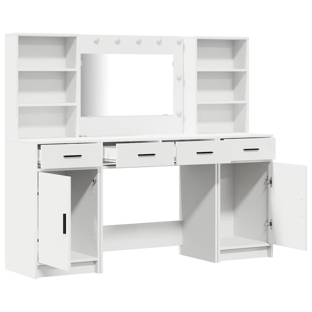 Ensemble de table de maquillage avec LED avec porte 3 pcs Blanc - XIOS